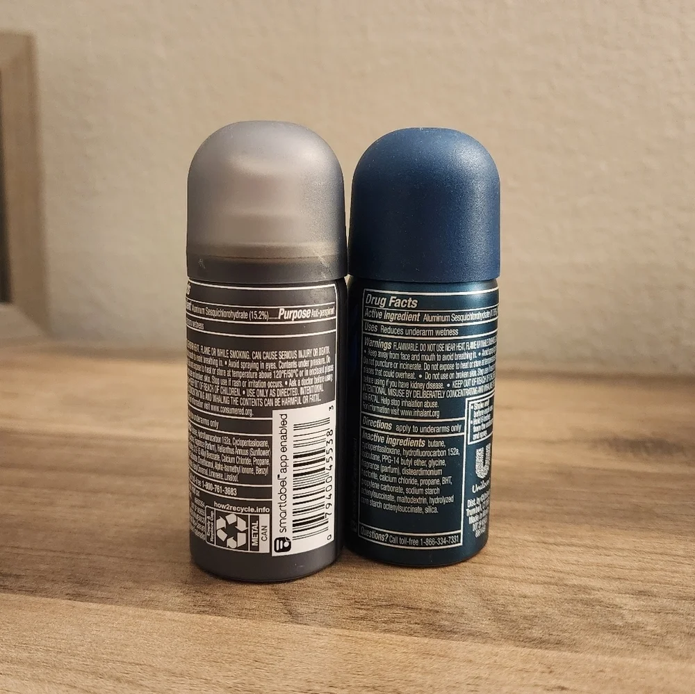 2 Men+Care Dove And Degree Clean Comfort Antiperspirant Sprays Mini New